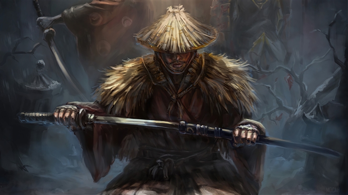 Jin Sakai from Ghost of Tsushima holding a katana