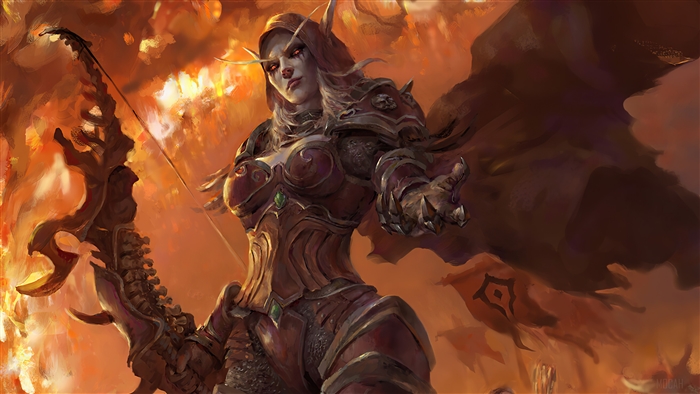 Sylvanas Windrunner in Fiery Battle 4K