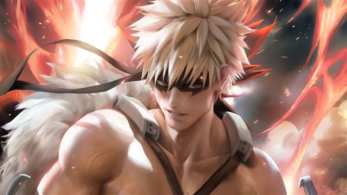 Katsuki Bakugo from My Hero Academia with Fiery Explosion 4K