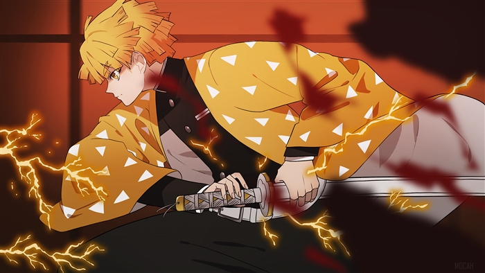 Zenitsu Agatsuma in Action from Demon Slayer 4K