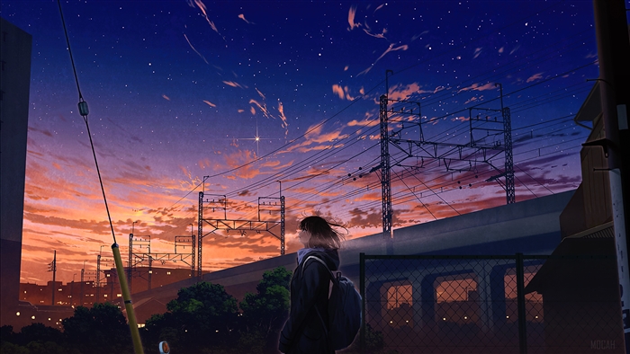 Anime City Sunset Scenery Buidings 4K Wallpaper #6.1034