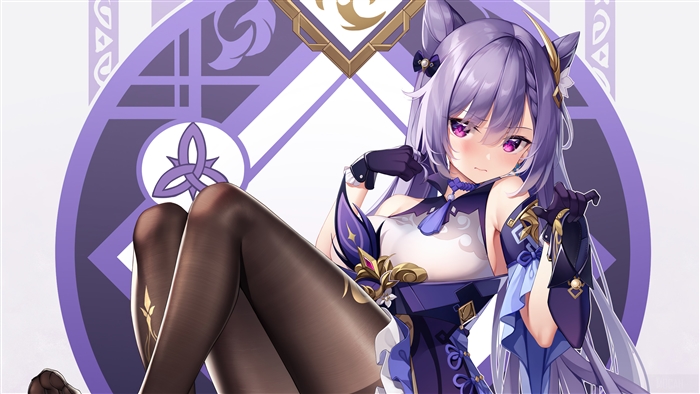 Keqing from Genshin Impact in Elegant Pose 4K