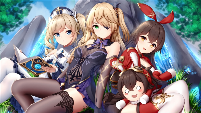 Genshin Impact Characters Fischl, Amber, Barbara 4K