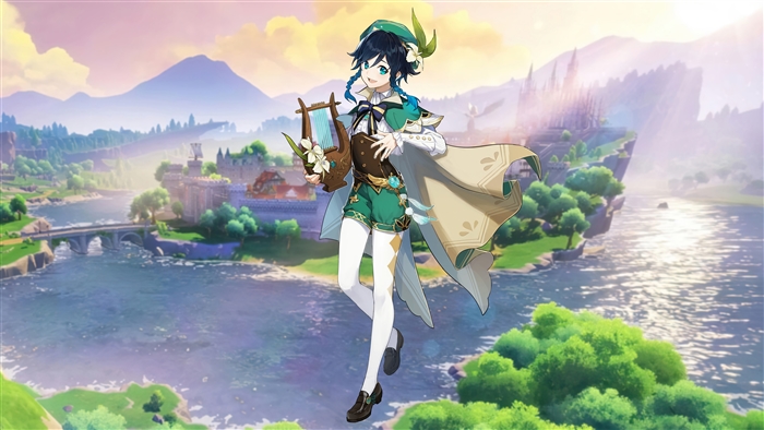Venti from Genshin Impact in 4K Scenic Landscape