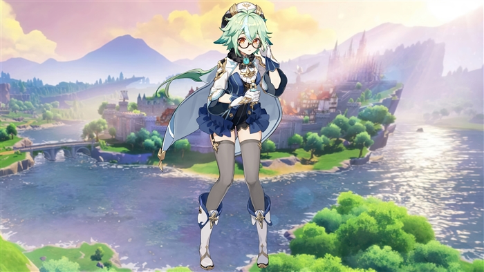 Sucrose from Genshin Impact with Scenic Landscape 4K