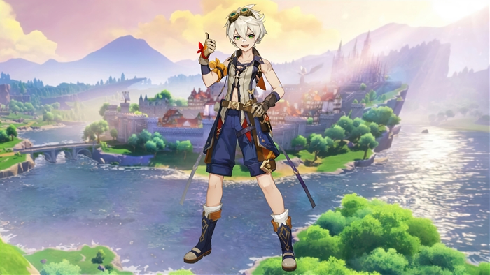 Bennett from Genshin Impact with Scenic Background 4K