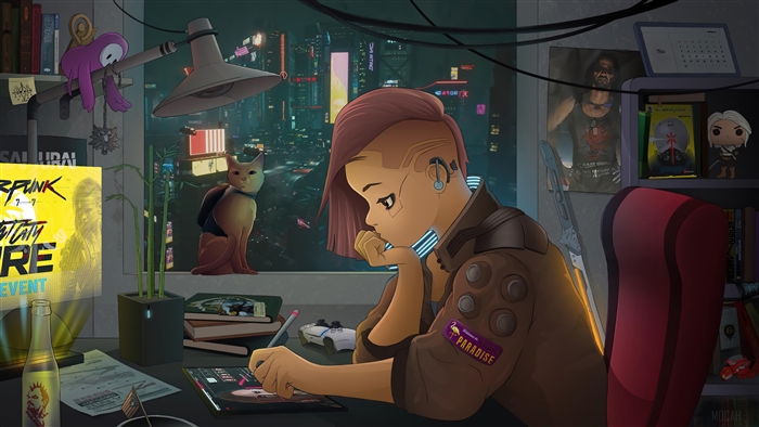 Cyberpunk 2077 V Character Lofi Art 4K