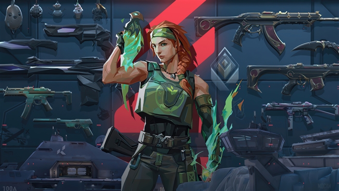 Skye from Valorant with weapons