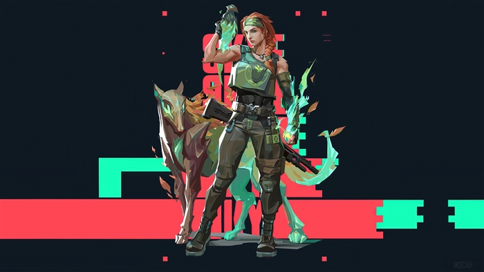 Skye from Valorant with a wolf companion