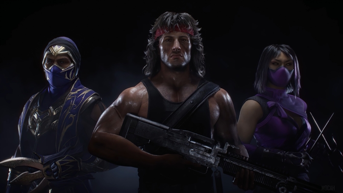 Rambo, Rain, and Mileena from Mortal Kombat 11 Ultimate 4K