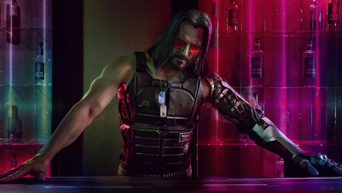 Johnny Silverhand from Cyberpunk 2077 at a bar