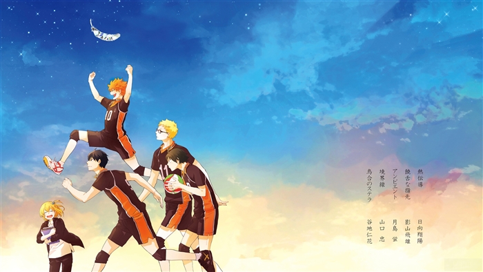 Haikyuu Karasuno Volleyball Team Under Blue Sky 4k