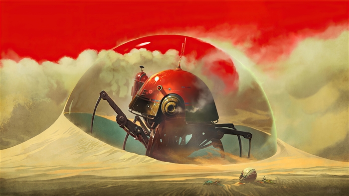 The Invincible Sci-Fi Robot in Desert Dome 4K