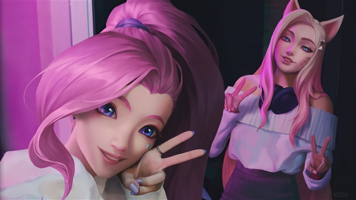 Seraphine and Ahri from League of Legends KDA 4K