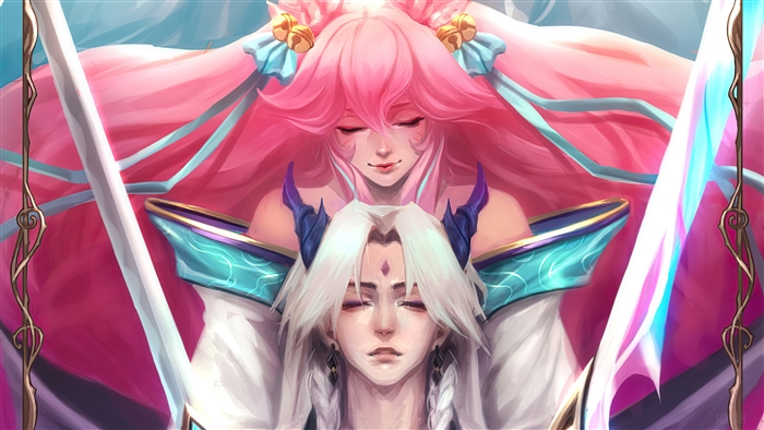 Spirit Blossom Ahri and Yone 4K Art