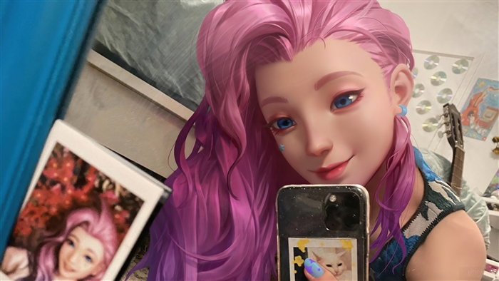 Seraphine from League of Legends taking a selfie