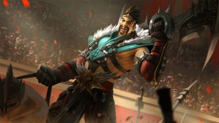 Draven from League of Legends in a Colosseum