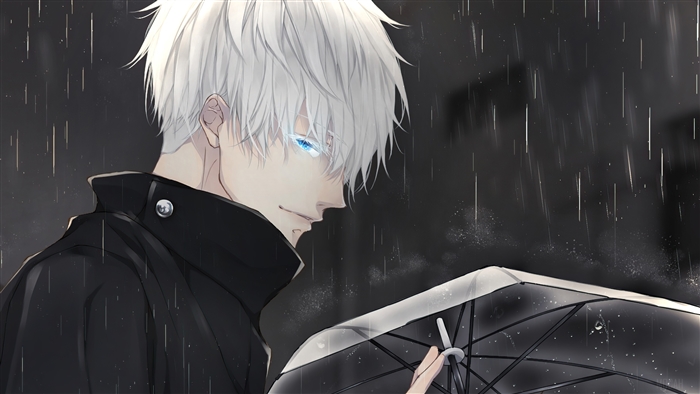 Satoru Gojo in Rain with Umbrella 4K