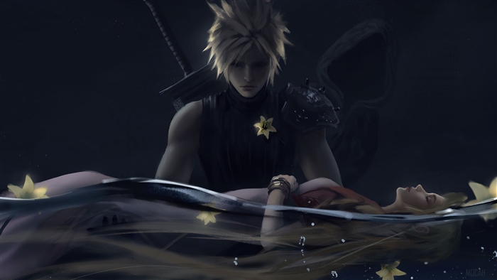 Cloud Strife and Aerith Gainsborough Final Fantasy 7 Remake 4K