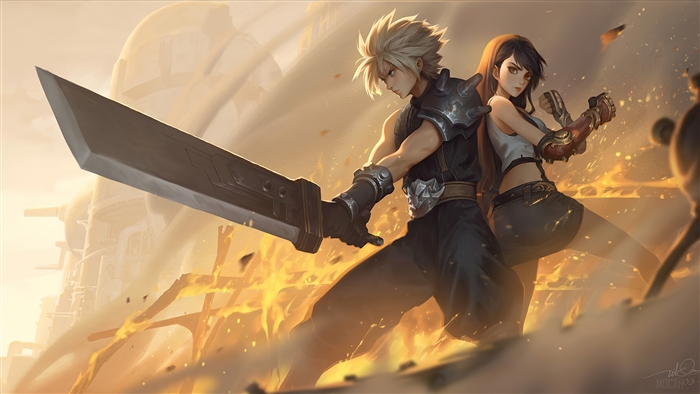 Cloud Strife and Tifa Lockhart from Final Fantasy VII Remake 4K