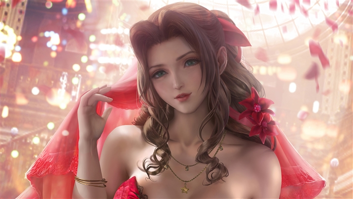 Aerith Gainsborough from Final Fantasy 7 Remake in 4K