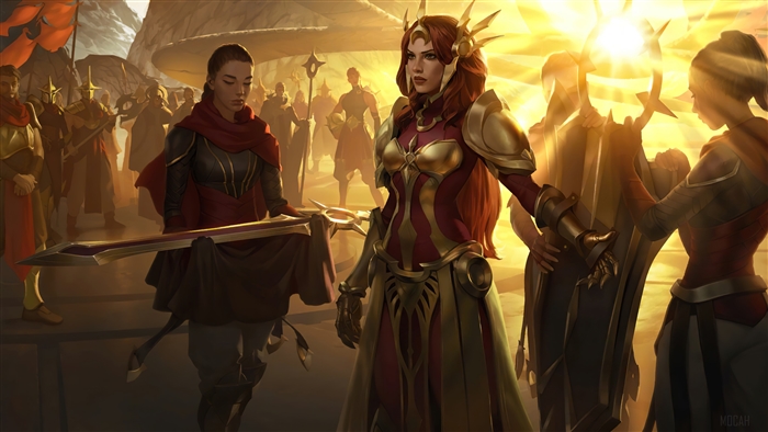 Leona from League of Legends and Targon soldiers