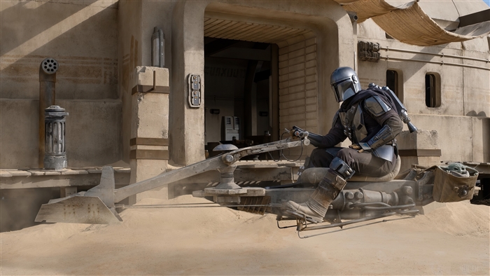 The Mandalorian on Speeder Bike in Star Wars Season 2 4K