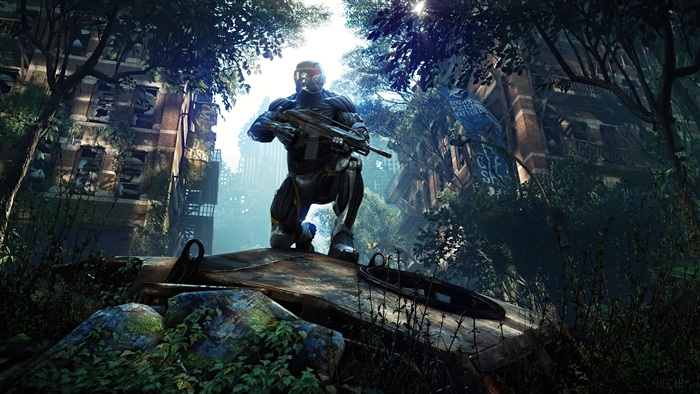 Crysis Remastered soldier in overgrown city 4K
