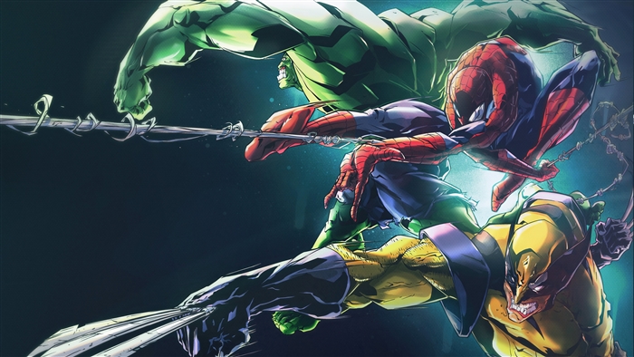 Wolverine, Spider-Man, and Hulk from Marvel Comics