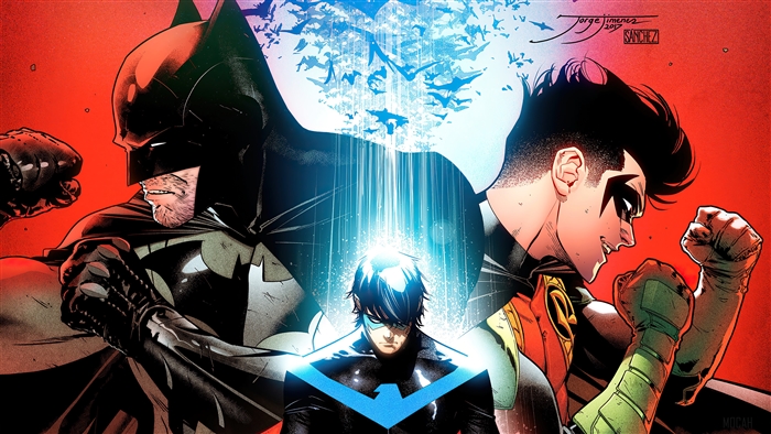 Batman, Robin, and Nightwing from DC Comics 4K