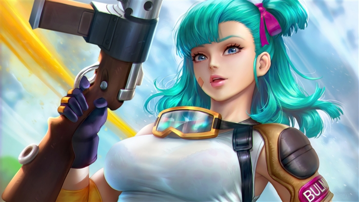 Bulma from Dragon Ball Z with Vibrant Teal Hair 4K