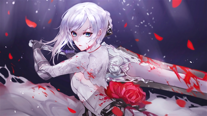 Snow White Warrior with Bloodied Sword from SINoALICE 4K
