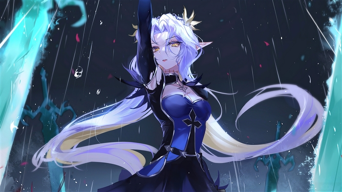 Iseria from Epic Seven in Rainy Night 4K