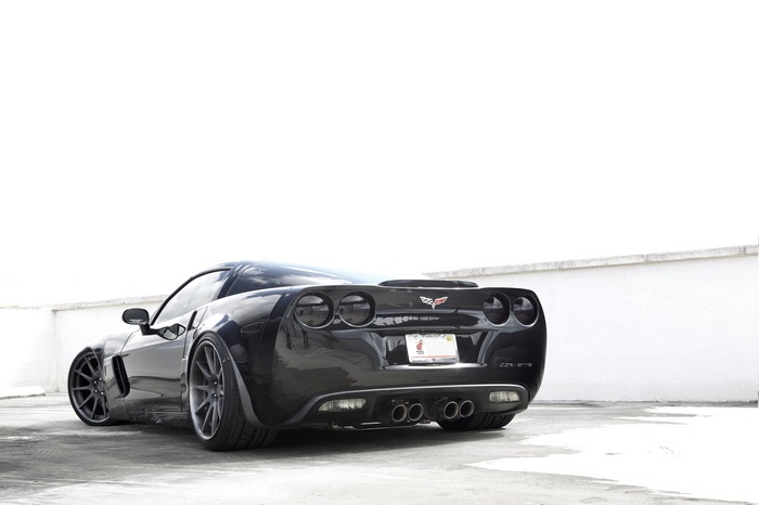 Black Chevrolet Corvette Z06 rear view