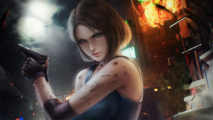 Jill Valentine from Resident Evil 3 holding a handgun