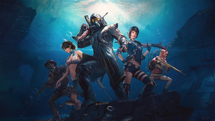PUBG Mobile underwater characters with weapons