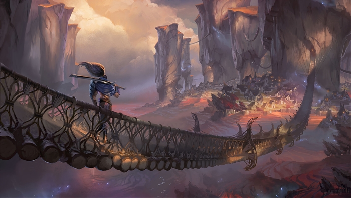 Yasuo Crossing Bridge in Ionia Landscape 4K