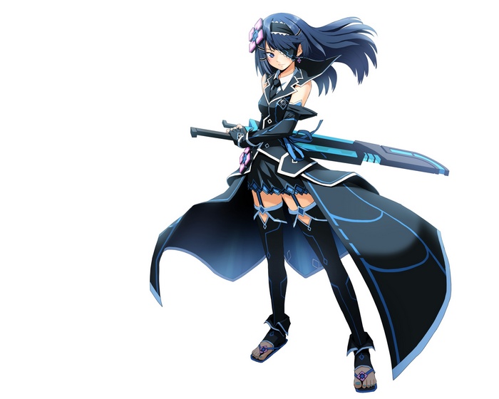 Anime girl with blue hair and sword