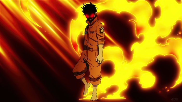 Shinra Kusakabe Flames Scene from Fire Force 4K