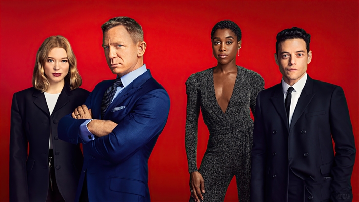 No Time to Die Cast: Daniel Craig, Lea Seydoux, Lashana Lynch, Rami Malek 4K