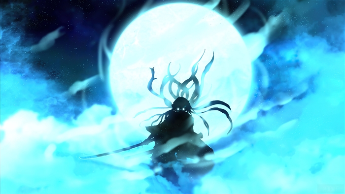 Muichiro Tokito Silhouette with Full Moon 4K