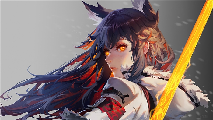 Texas from Arknights with Fiery Sword 4K