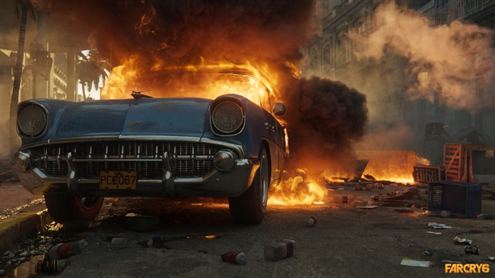 Far Cry 6 Burning Car 4K