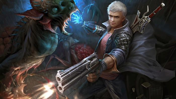 Nero from Devil May Cry 5 with Revolver and Sword