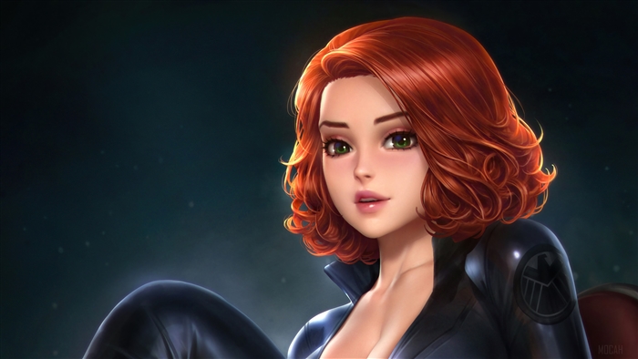 Black Widow Superhero in Sleek Black Suit 4K