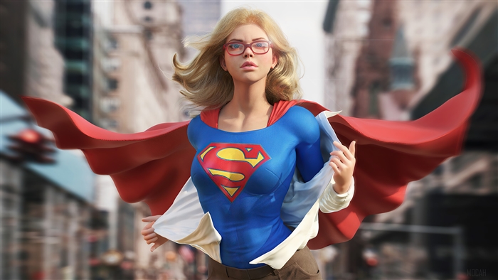 Supergirl from DC Comics revealing her suit 4K