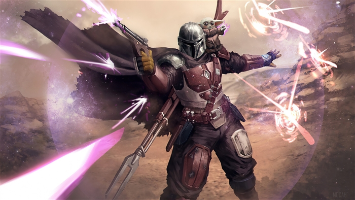 The Mandalorian and Grogu from The Mandalorian TV Series 4K