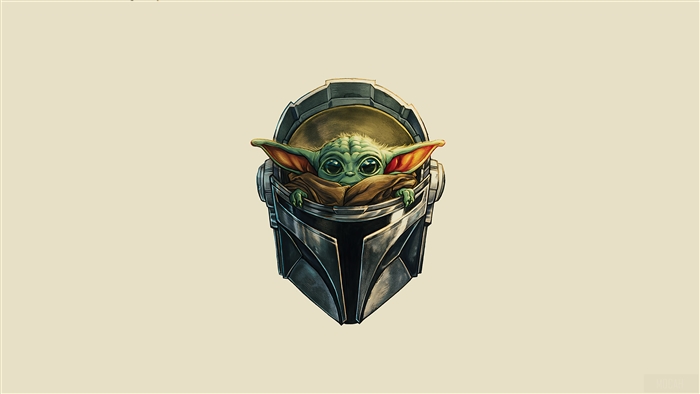 The Mandalorian Helmet with Baby Yoda 4K