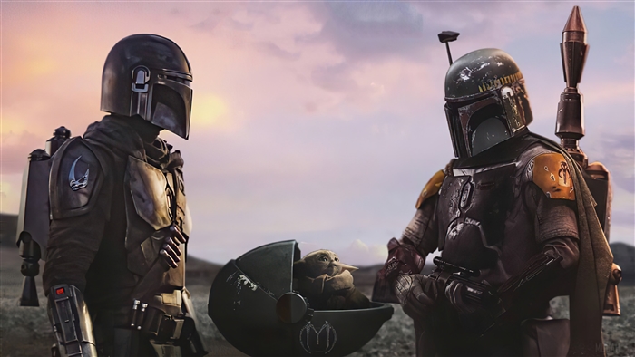 The Mandalorian and Boba Fett with Baby Yoda 4K
