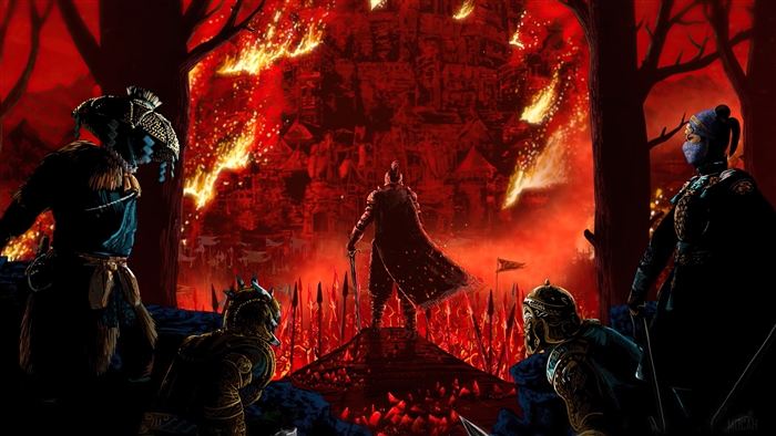For Honor characters in a burning castle 4K